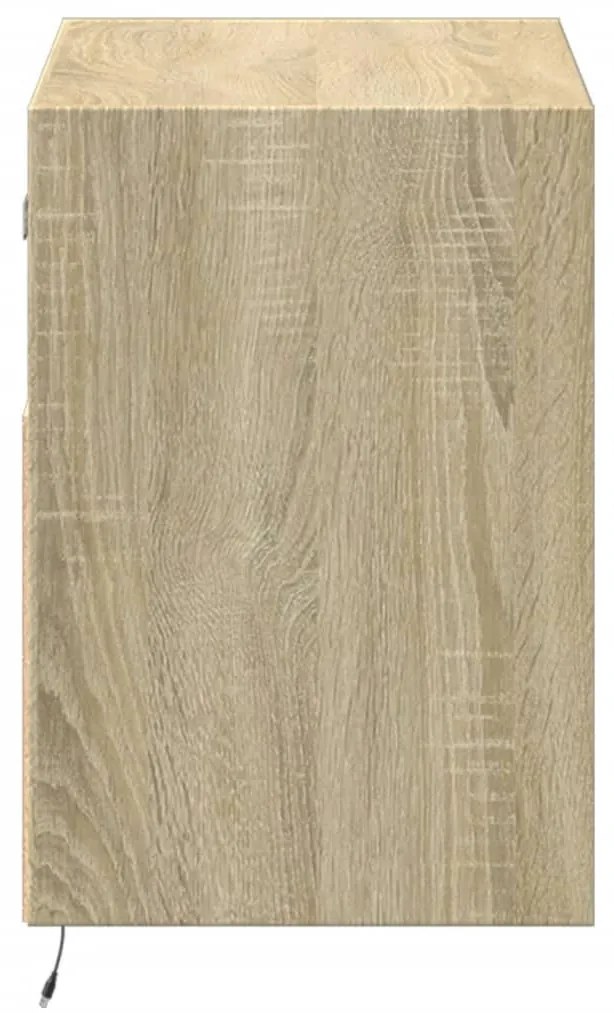 sonoma tölgy színű fali TV-szekrény LED-ekkel 80x31x45 cm