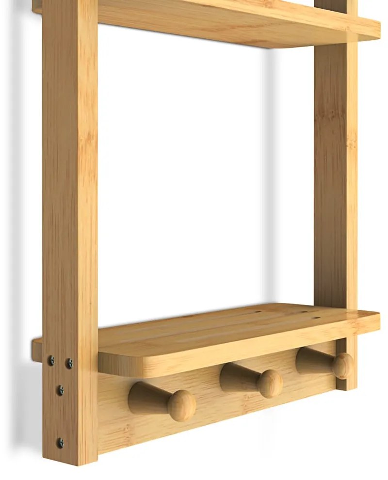 BAMBOO fürdőszobai függő polc, 28,5x10x70cm, 3 polc, barna Casaria