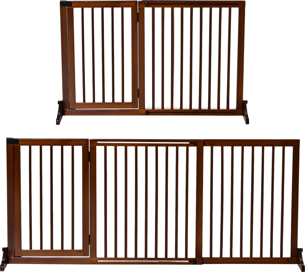 PawHut Fa Kutyakapu Védelem Álló Kutyáknak Ajtóval - Tűzhelyhez és Kályhához Alkalmas Barna 113-166 x 36 x 71 cm | Aosom