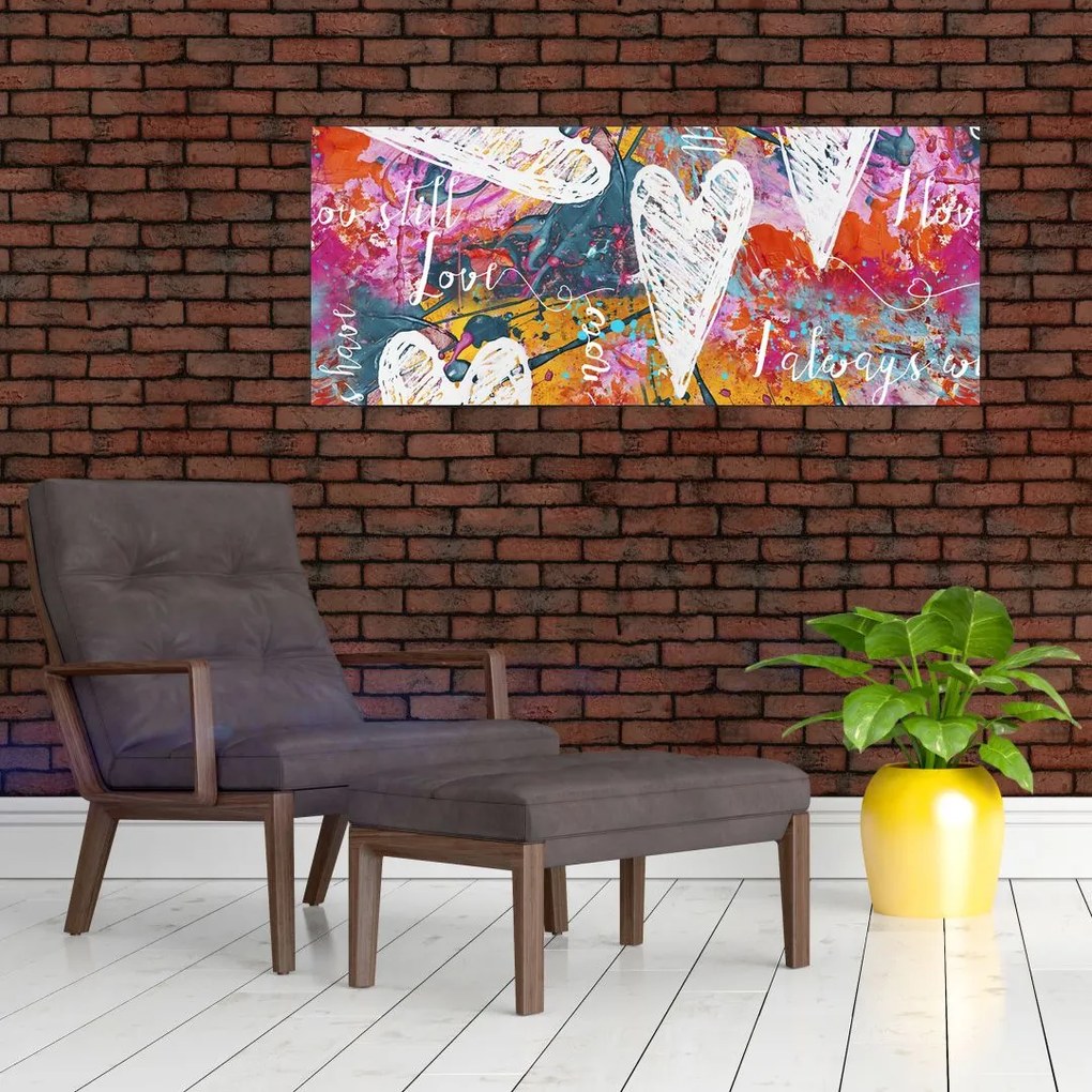 Kép - szív egy absztrakt háttérben (120x50 cm)