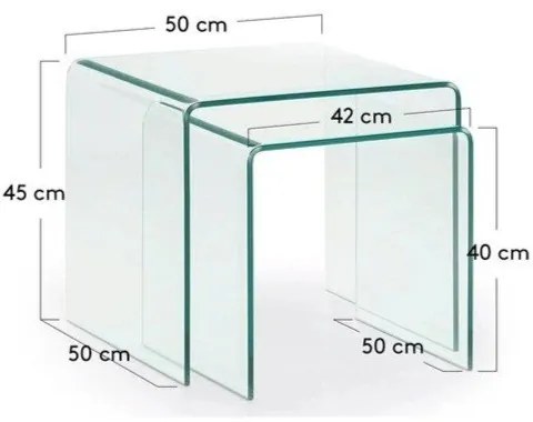 Üveg dohányzóasztal szett 2 db-os 50x50 cm Burano – Kave Home