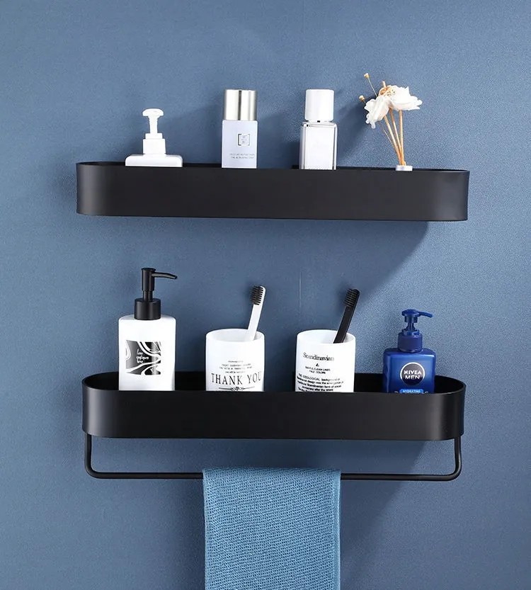 2x Zuhanypolc 40cm fekete fém ragasztóval