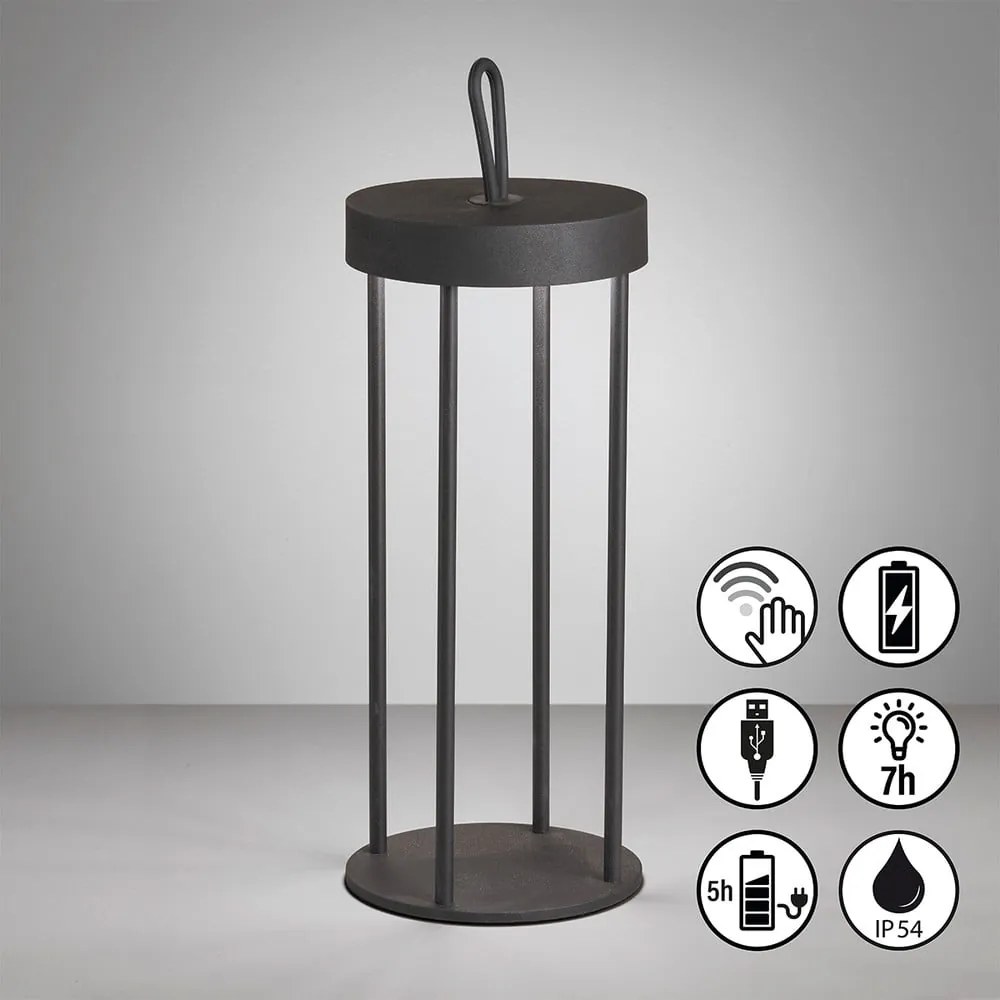 Fekete LED asztali lámpa (magasság 36 cm) Kante – Fischer &amp; Honsel
