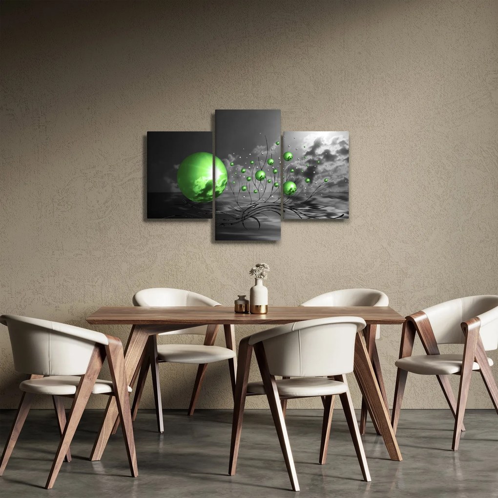 Zöld absztrakt gömbök képe (90x60 cm)