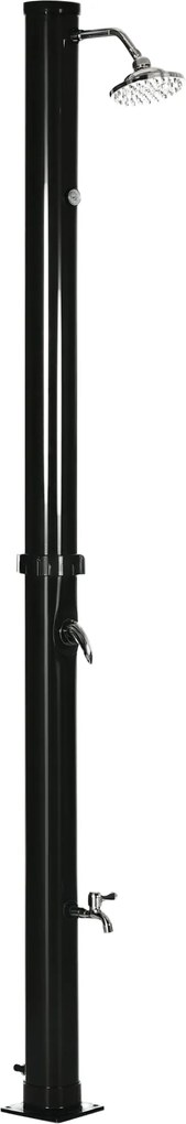 Outsunny 20L Kerti Napenergia Zuhanyzó Kültéri Zuhanyzó Kerek Zuhanyfej Meleg Víz Csap Max. 60℃ és Lábzuhany Medence Terasz Strand 15.5x15.5x222 cm Fe