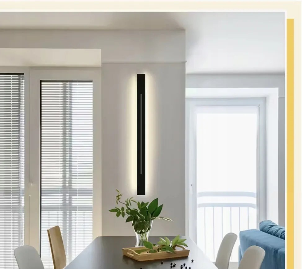 Fekete Fali lámpa Luxus Modern Nagy 100 cm Falra szerelhető