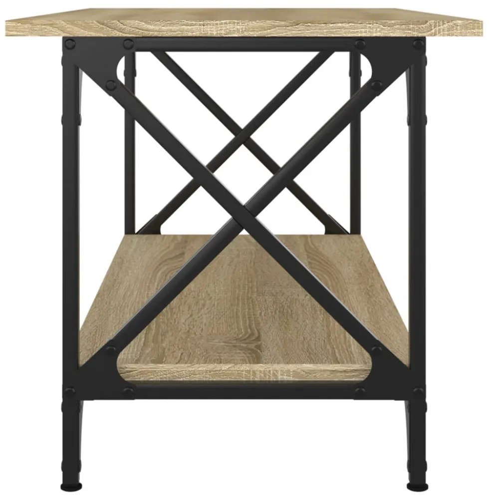 sonoma tölgy színű szerelt fa és vas dohányzóasztal 80x45x45 cm