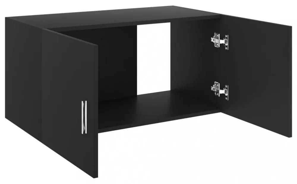 fekete szerelt fa falra szerelhető szekrény 80 x 39 x 40 cm
