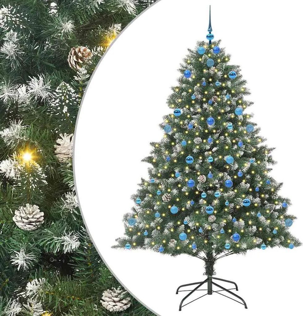 vidaXL Mű karácsonyfa 300 LED-del Zöld 210 cm PVC és Műanyag és Acél