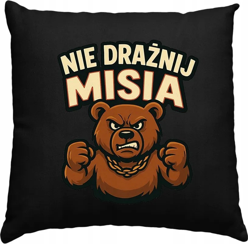 Feliratos párna Ne ingereld a macit, fekete