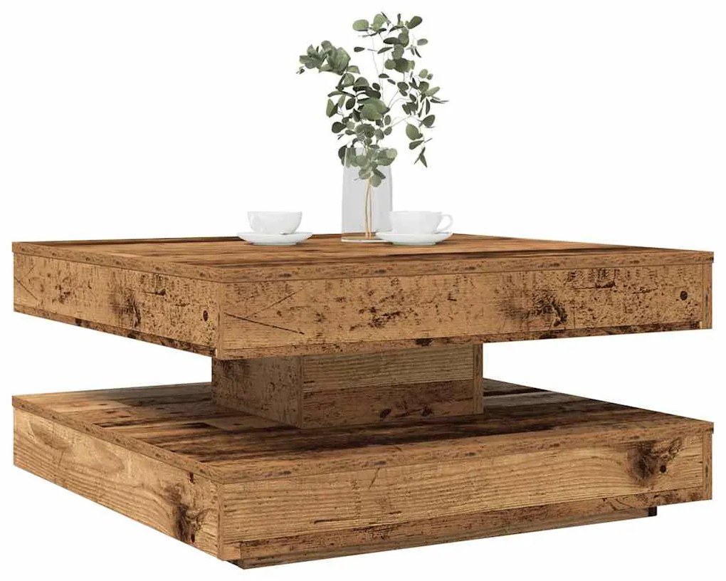 antik fa dohányzóasztal 360 fokban forgatható 70x70x34,5 cm