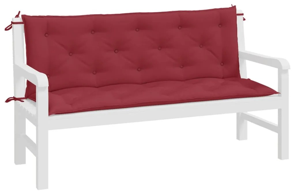 2 db borvörös oxford szövet kerti padpárna 150 x 50 x 7 cm