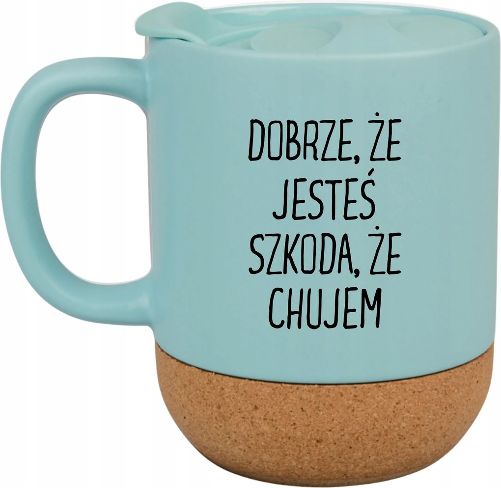 Kék Bögre Fedéllel És Parafa Aljjal Ajándéknak Is Jó, Hogy