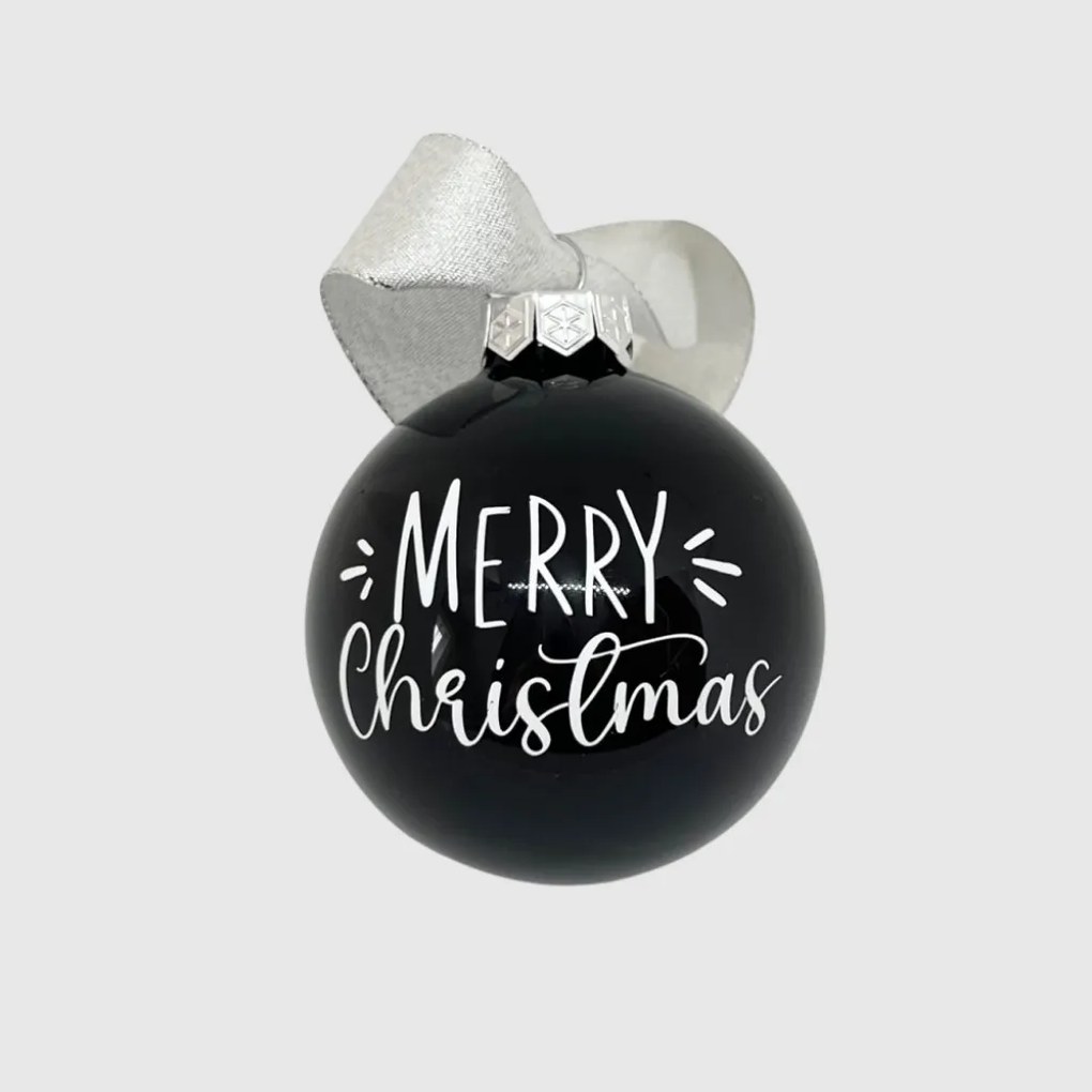 Fényes fekete üveggömb egyedi felirattal 8cm