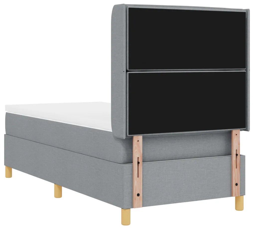 Boxspring Ágy Mattal Világosszürke 90x190 cm Textil