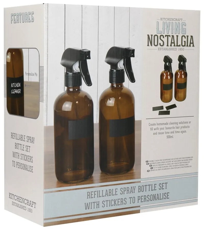 Living Nostalgia 2 db-os permetező palack készlet tisztítószerekhez - Kitchen Craft