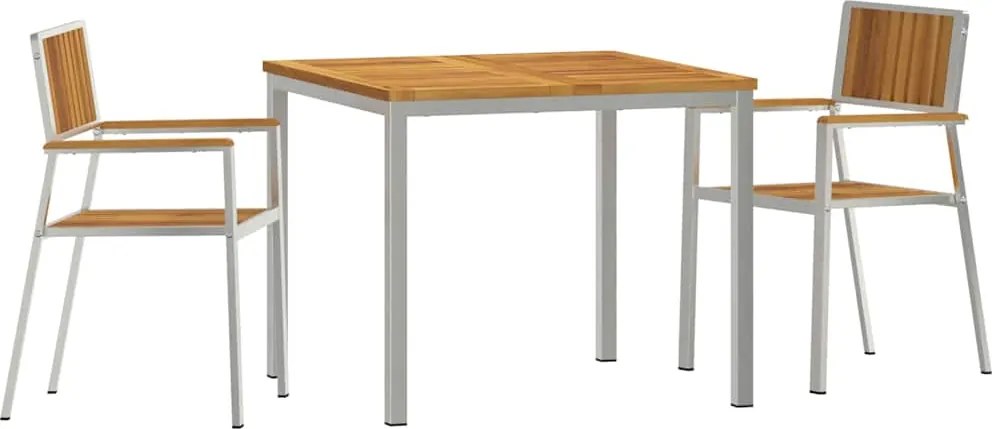 vidaXL Kültéri étkező szett 3 pcs Barna Tömör Akácfa