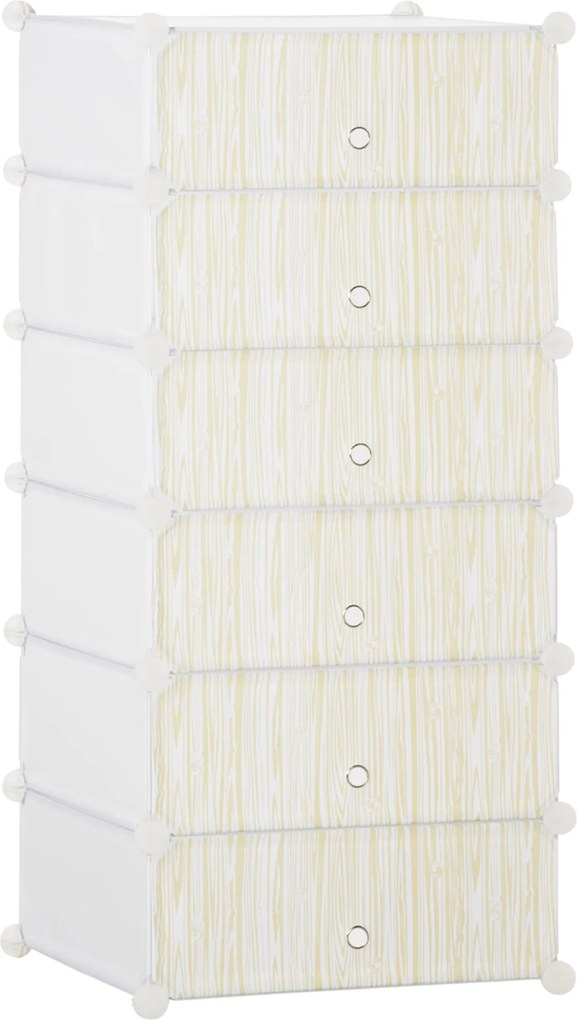 HOMCOM Műanyag Cipőtartó Polc 6 Pár Cipőhöz Üvegdoboz Előszobába DIY Rakható Polc Cipőtartó Fehér 49 x 36,5 x 108 cm | Aosom