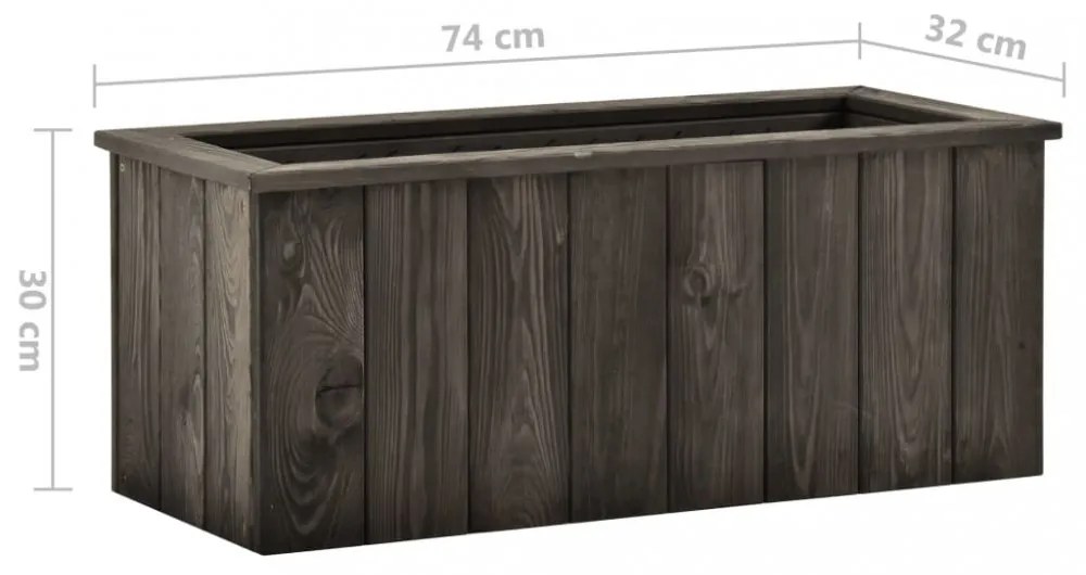sötétszürke tömör fenyőfa magaságyás 74 x 32 x 30 cm