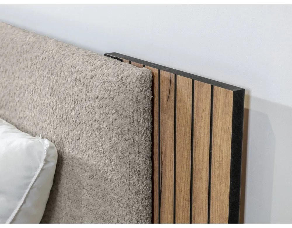 Világosszürke franciaágy ágyráccsal 160x200 cm Lior – Bobochic Paris