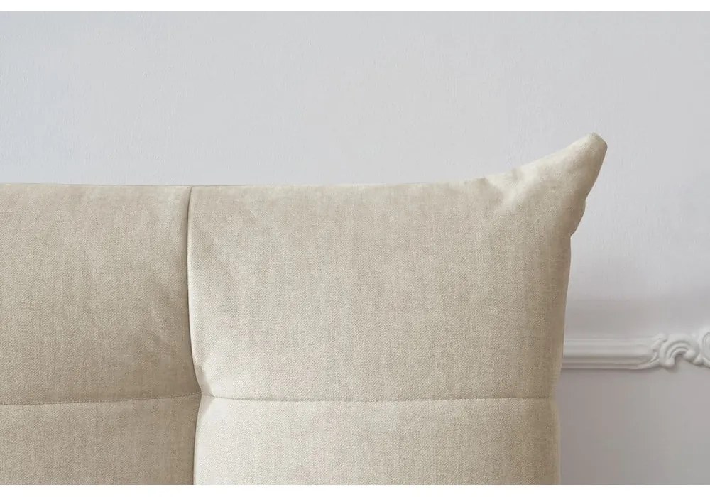 Bézs kárpitozott franciaágy tárolóhellyel, ágyráccsal 160x200 cm Clothilde – Bobochic Paris