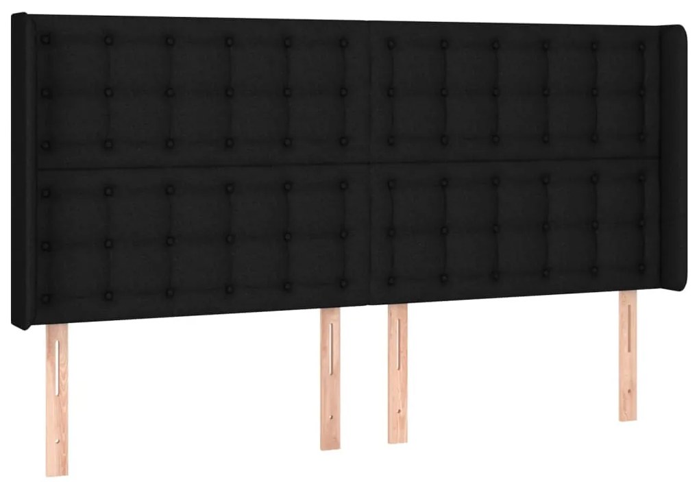fekete szövet LED-es fejtámla 163x16x118/128 cm