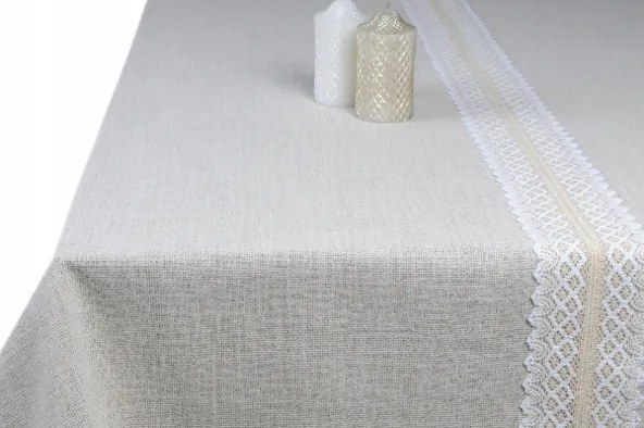 Abrosz csipkével Retro Clasic 180x140 bézs+fehér