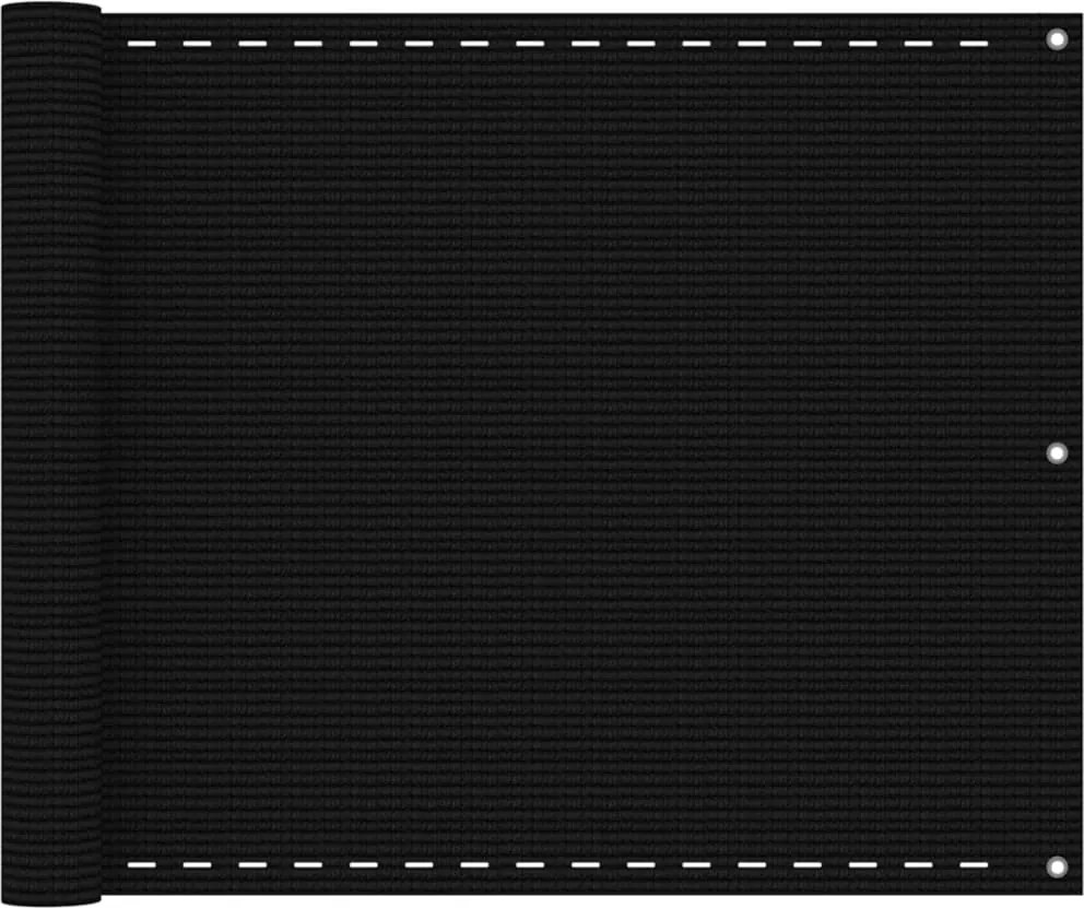 vidaXL fekete HDPE erkélytakaró 75 x 400 cm