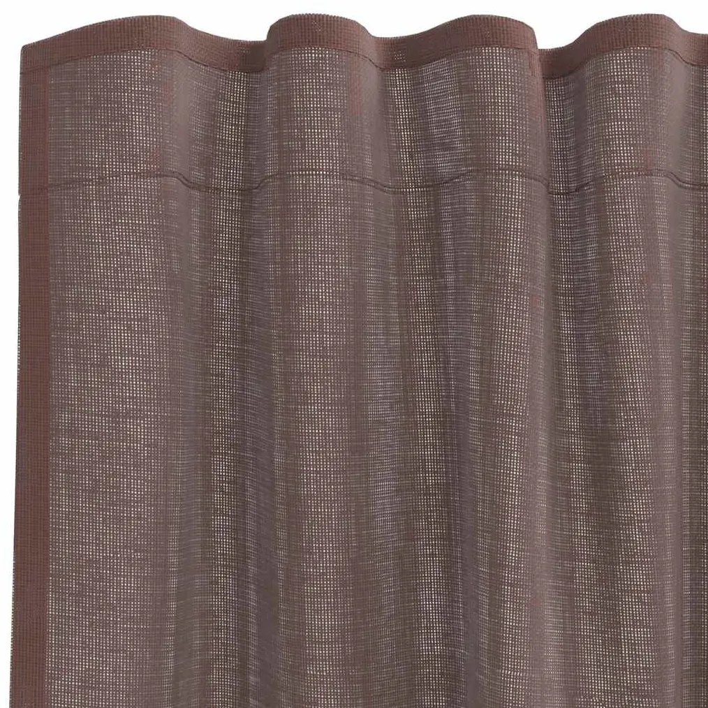 2 db barna fátyolfüggönyök fülecske tetejével 140x260 cm