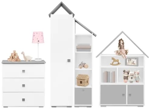 Szekrény PABIS 87x83 cm fehér/szürke