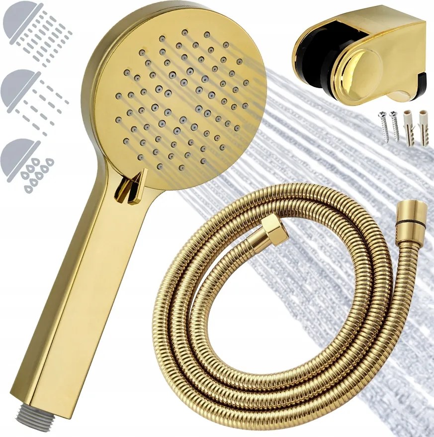 Zuhanyszett 3 funkciós fülhallgató tömlő tartó Arany Fényes