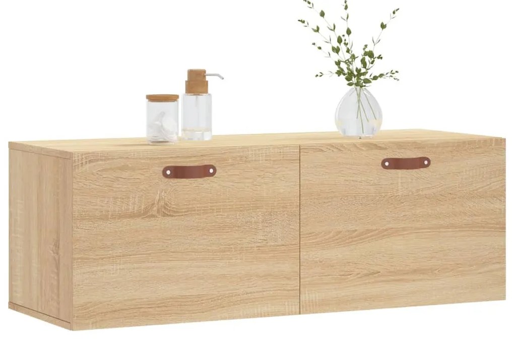 sonoma tölgy színű szerelt fa faliszekrény 100 x 36,5 x 35 cm