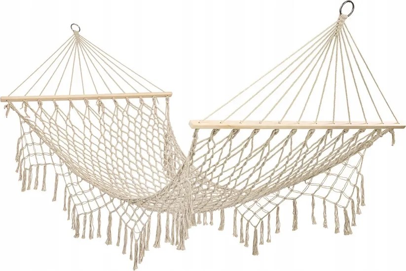 Kerti függőágy brazil boho háló rojtos 200cm 150kg Ecru