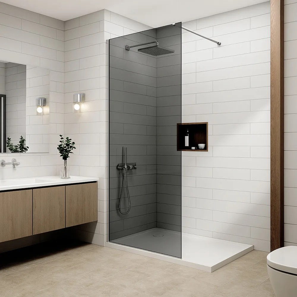 Walk-in || Chrome zuhanyfal, füstüveggel 80, 200cm, 8mm, NANO