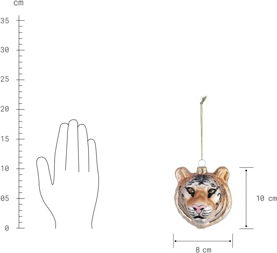 HANG ON üveg karácsonyfadísz, tigris