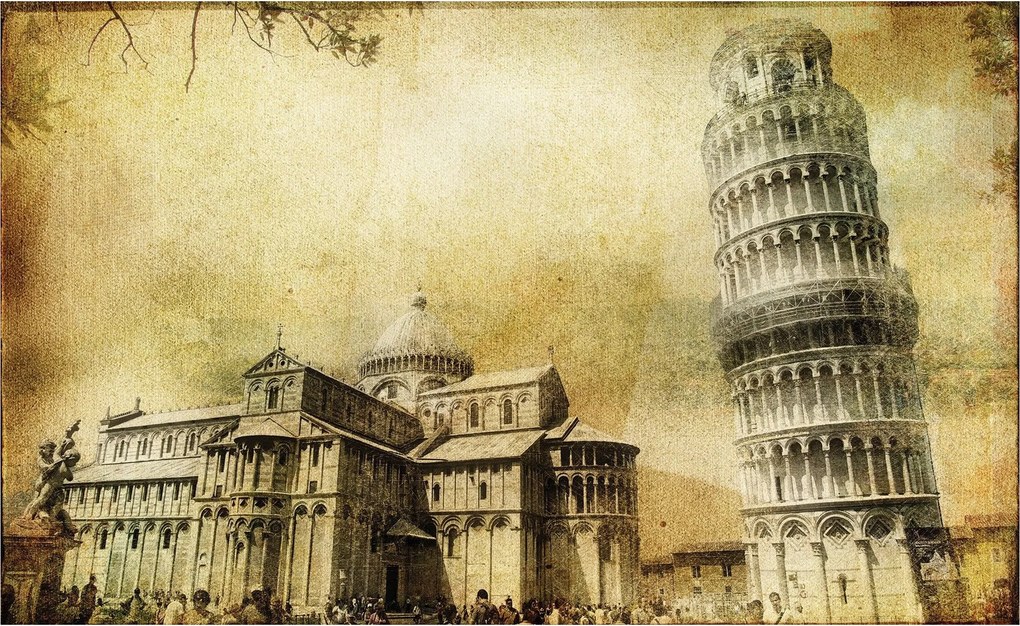 Fotótapéta Piazza dei Miracoli torony retro stílusban 250x175 +ragasztó