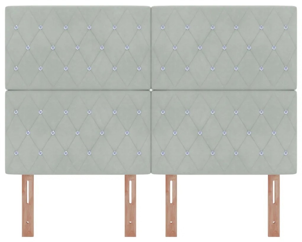 Bársony Fejtámla Argyle Világosszürke 160 cm Bársony