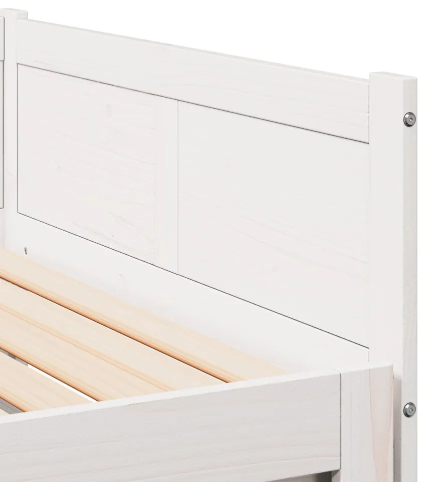 Kihúzható Nappali Ágy Fehér 90x200 cm Tömör Fa Fenyő