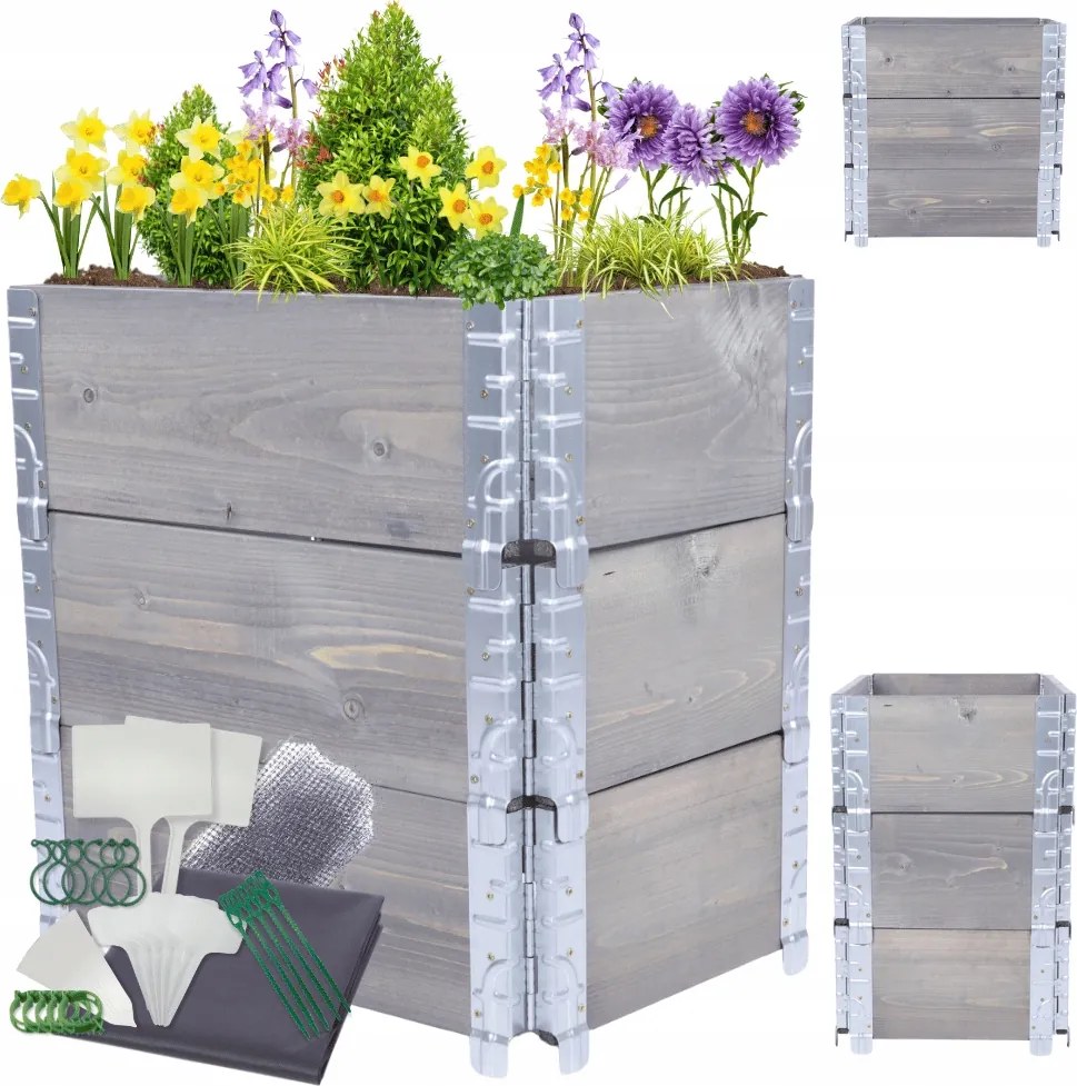 Magasított lépcsőzetes ágyás állítható impregnáló herbárium 60x60x40