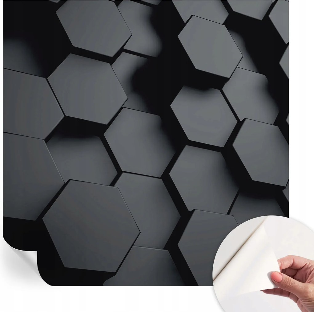 Mosható öntapadós fotótapéta étkezőbe Hatszögletű 3D 250x250 cm