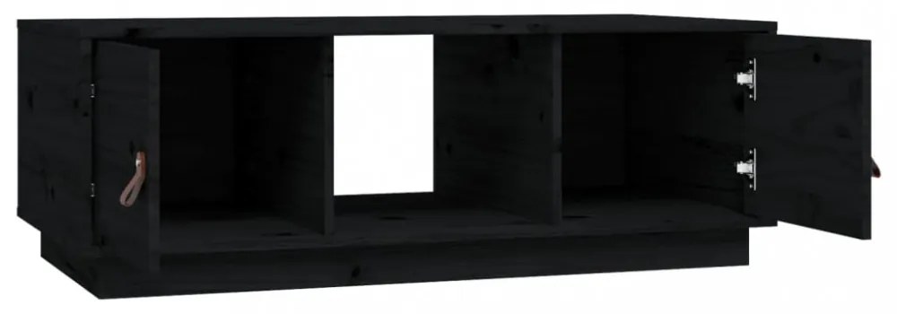 fekete tömör fenyőfa dohányzóasztal 100 x 100 x 40 cm