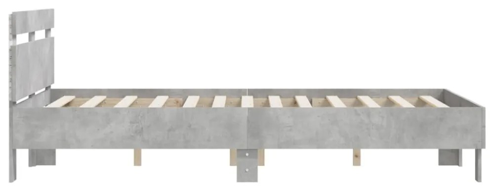 betonszürke ágykeret fejtámlával és LED-del 135x190 cm