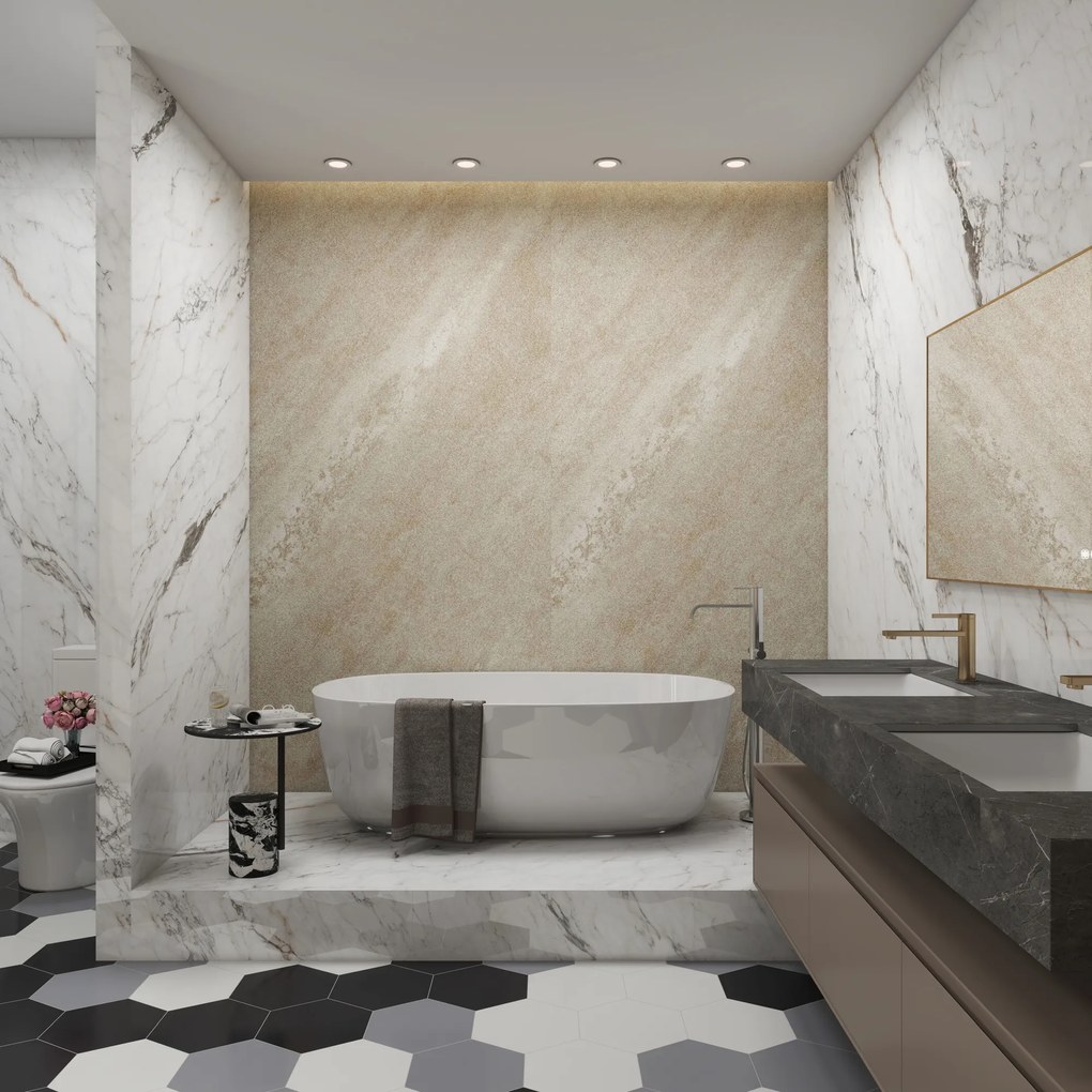 [neu.haus] Fürdőszobai fali panel szett Bladel 4 db 120 x 60 cm Cream Stone