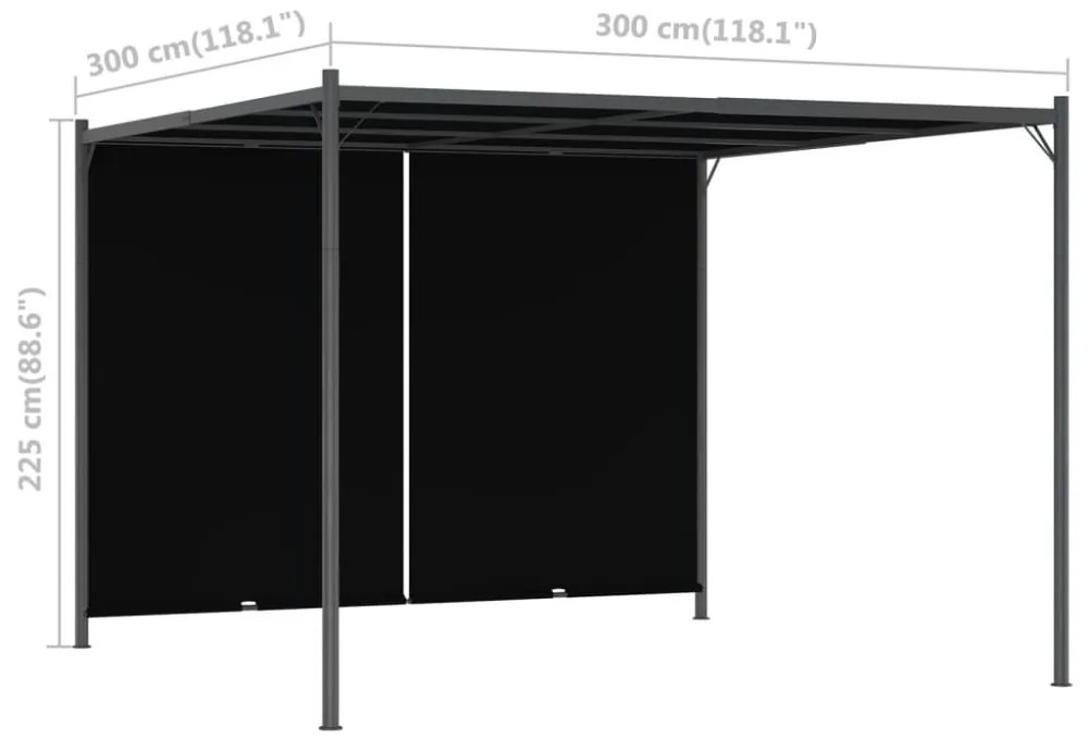 vidaXL antracitszürke kerti pavilon behúzható tetővel 3 x 3 m