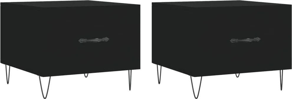 vidaXL 2 db fekete szerelt fa dohányzóasztal 50 x 50 x 40 cm
