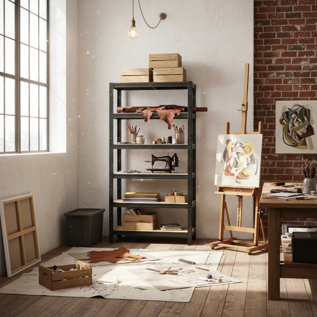 HEAVY nagy teherbírású polc, max 875kg, 90x40x180cm, fekete Jurhan