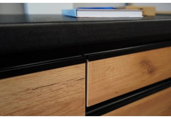 Konyhabútor MARINA 180 cm Craft tölgy/fényes fekete