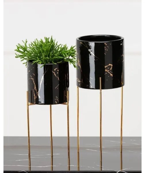 Virágállvány NILA 32,5x13 cm fekete/arany