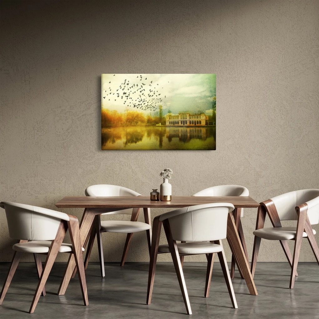 A festett táj képe lakóhelyel (90x60 cm)