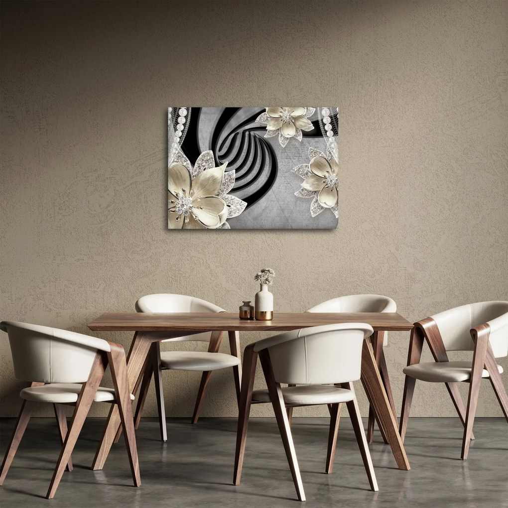 Kép - 3D arany virágok (70x50 cm)